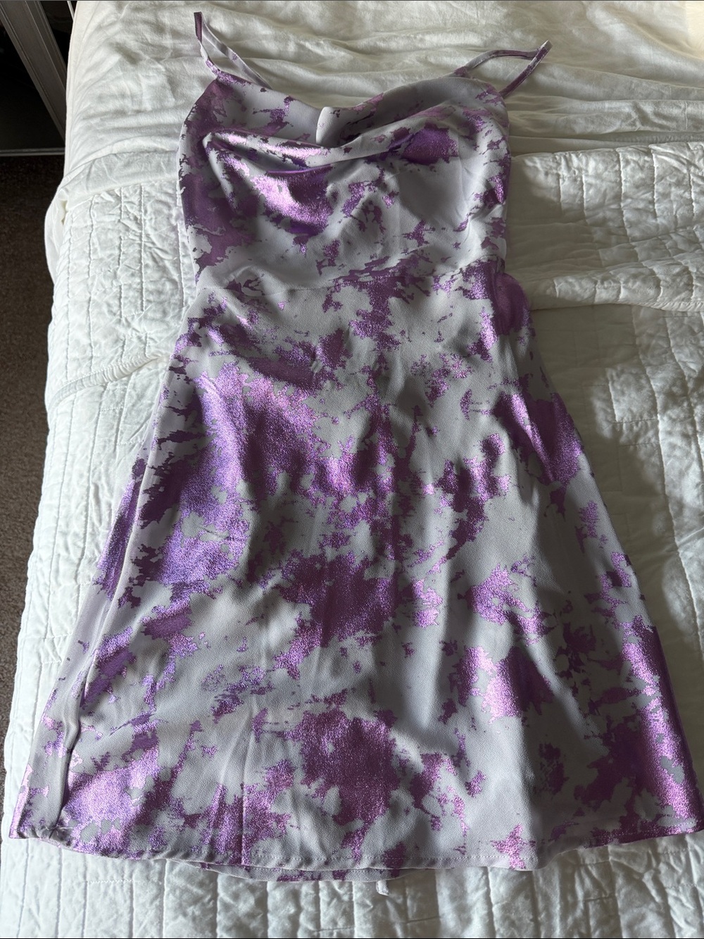 Forever 21 Lavender and White Satin Slip Mini Dress-perfect for festivals 💜